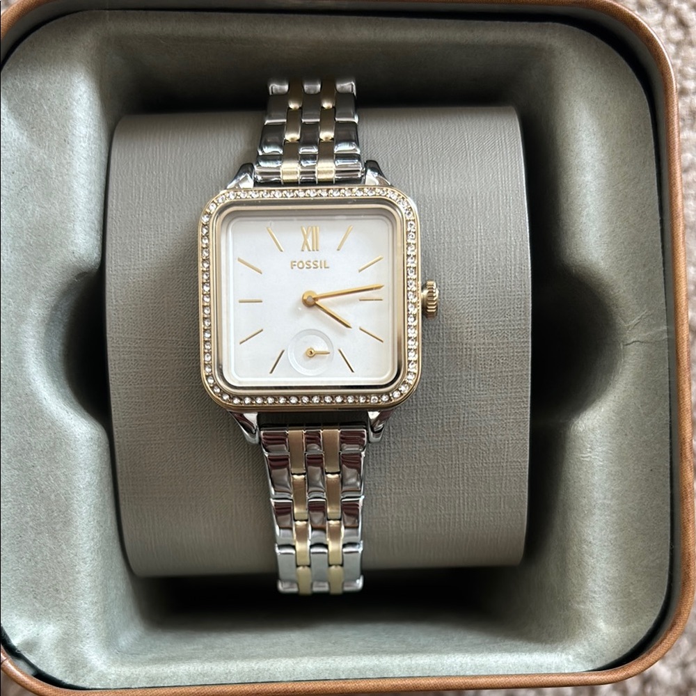 Fossil Silver and Gold Square Watch